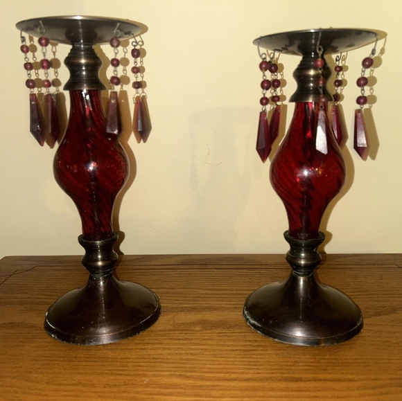 Red Candle Holders - Picture 1 of 3